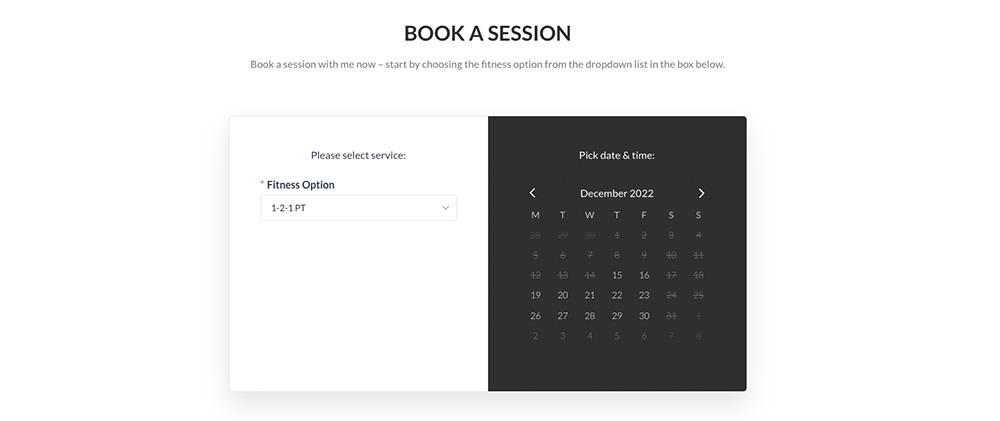 Body By Hannah Website - Booking facility